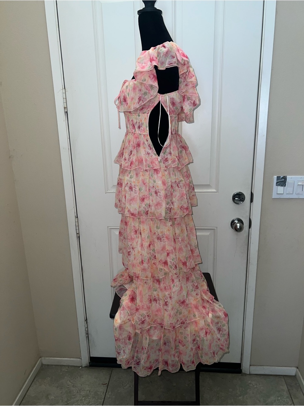 Petal & Pup Pink Floral Tiered Off-Shoulder Maxi Dress - Picture 5 of 8